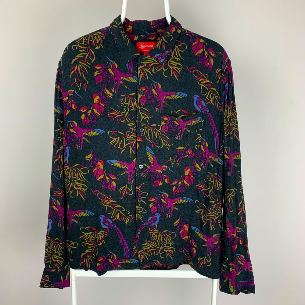 Supreme Birds of Paradise Rayon Shirt Black Medium
